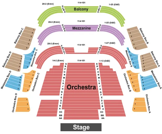 seating chart for Ferguson Hall  - The Straz Center - End Stage - eventticketscenter.com